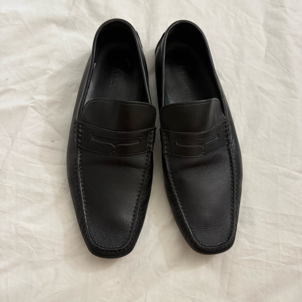 Bally Lefini Black Leather Men's Slip-On Loafers